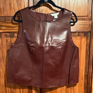 NWT H&M Burgundy Faux Leather Sleeveless Top
